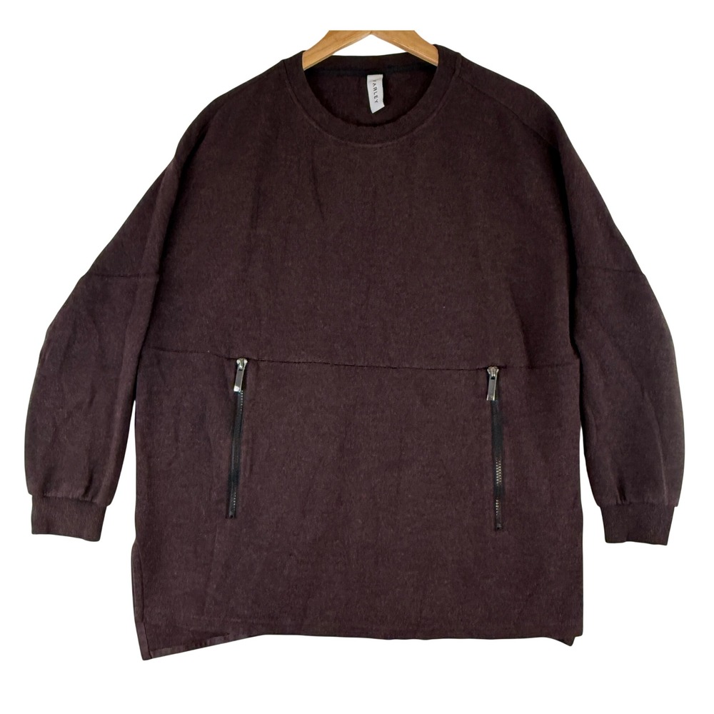 Varley Sweatshirt Womens Medium Burgundy Oversized Zip Pocket Crew Neck Pullover